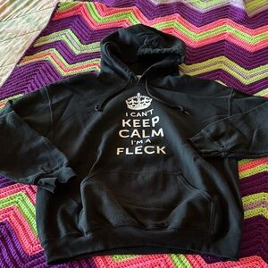 Gildan Black Hoodie with White "I Can't Keep Calm I'm a Fleck" Graphic